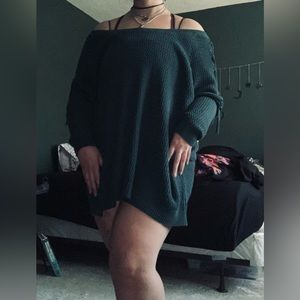 TORRID raglan lace up sweater